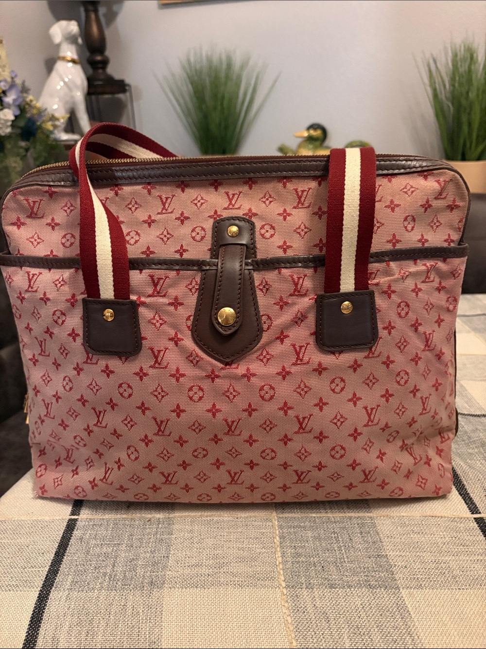 RARE Louis Vuitton Cherry Monogram Mini Lin Denim Cabas Mary Kate
